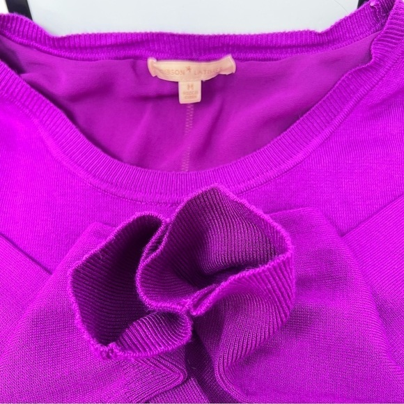 Gibson & Latimer Scoop Neck Gold Tone Back Zip Long Sleeve Lined Sweater Size M - Picture 12 of 15